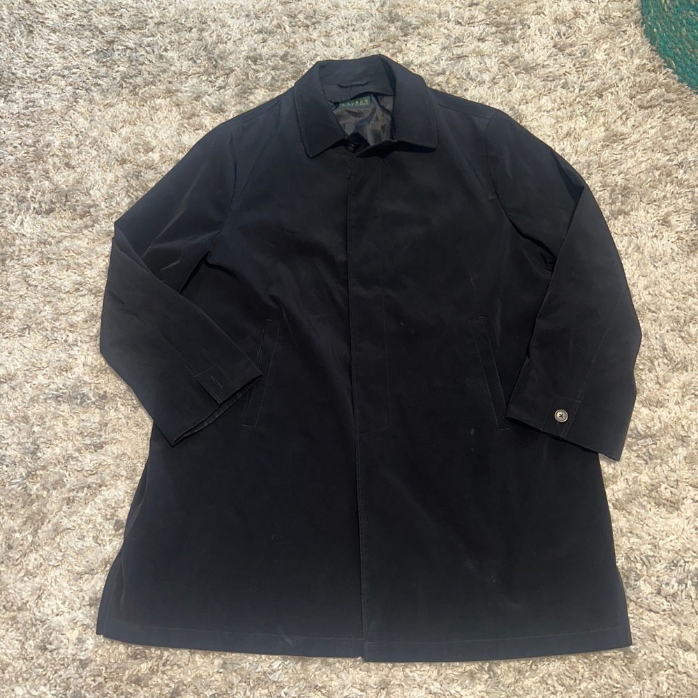 Lauren Ralph Lauren Mens Black Car Coat Overcoat Jacket 50R Regular Classic Fit